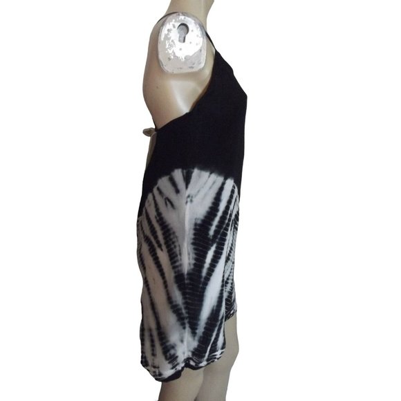 Buffalo David Britton Sz Small Black Tie Dye Halter Dress/Tunic crisscross tank - Picture 4 of 9